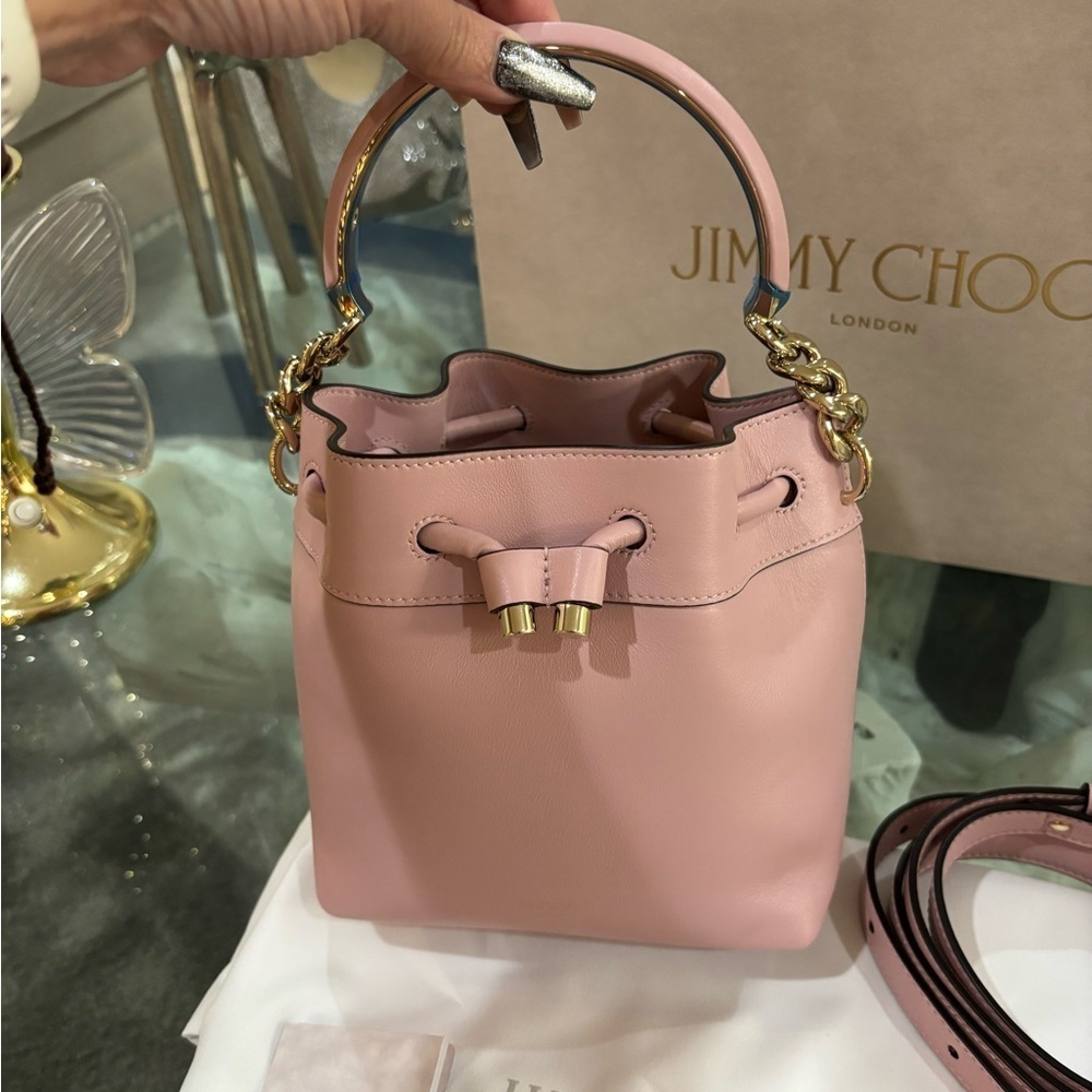 Jimmy Choo Blush Pink Bon Bon Bucket Bag - Picture 6 of 7